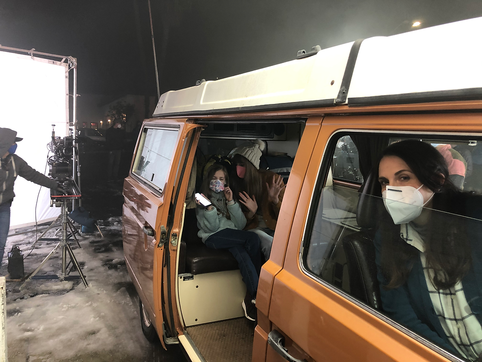 On set for commercial shoot