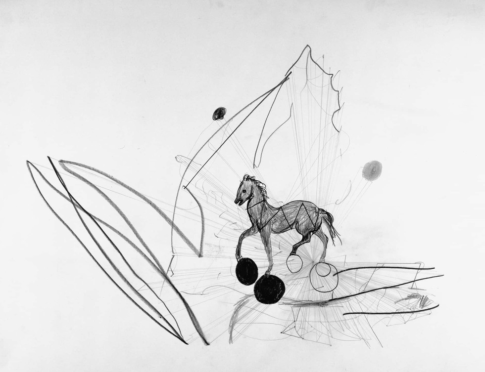 Drawing with Apple, 2009, Pencil on Paper, 110 x 80 cm
