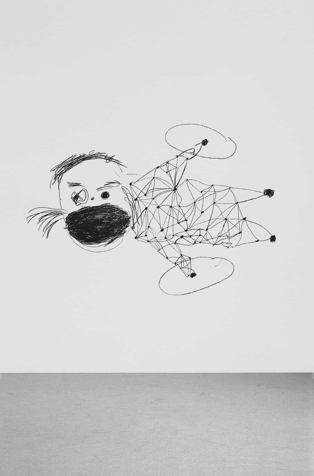 Drawing with Apple, 2009, Pencil on Paper, 110 x 80 cm