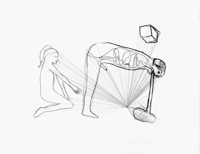 Drawing with Apple, 2009, Pencil on Paper, 110 x 80 cm