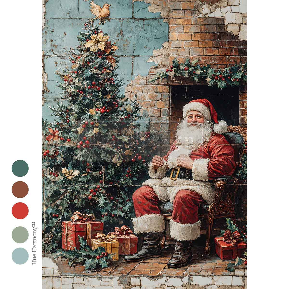 Cozy Claus Corner A4 Decoupage Fiber