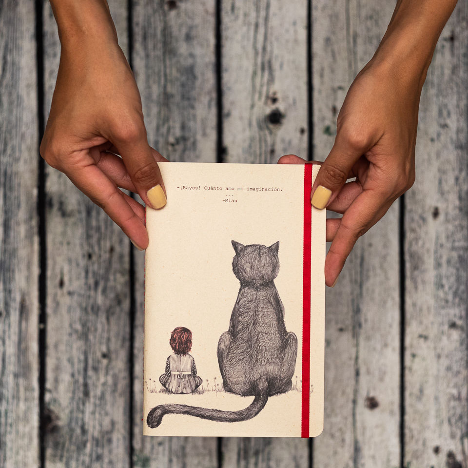 Miniatura: Cuaderno Cosido Roja y Gato