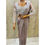 Thumbnail: Pearl and beads work blouse with cordroy fabric drape saare with belt