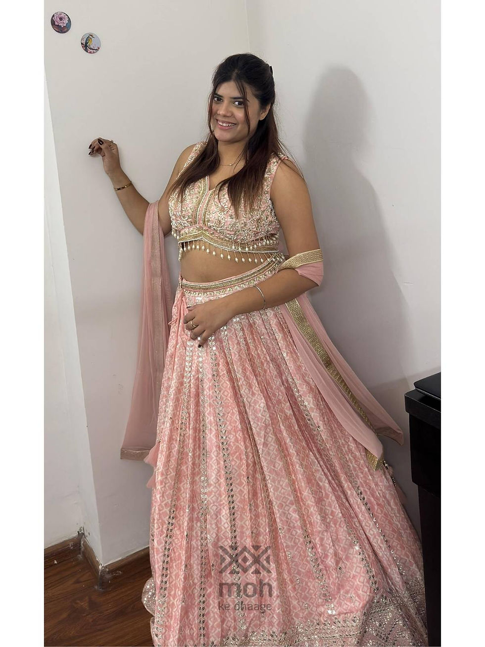 Thumbnail: Designer crop top with designer lehenga