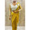 Thumbnail: Pearl and beads work blouse with cordroy fabric drape saare with belt