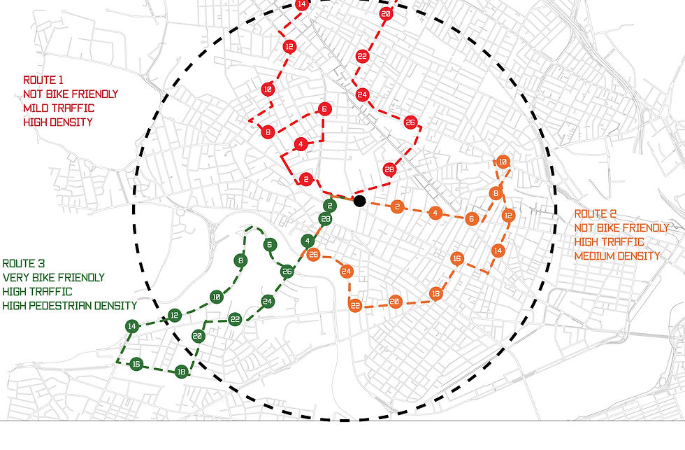 3 routes and time lapsed
