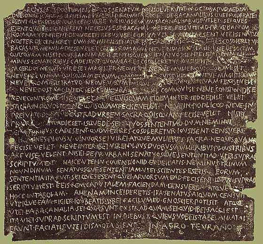 Senatusconsultum de bacchanalibus - Kunsthistorische Museum, Viena (186 a. C.).jpg