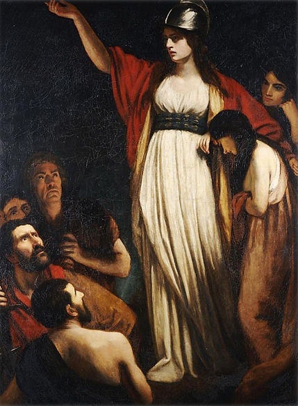 La reina Boudica arenga a los bretones - John Opie (1793).jpg