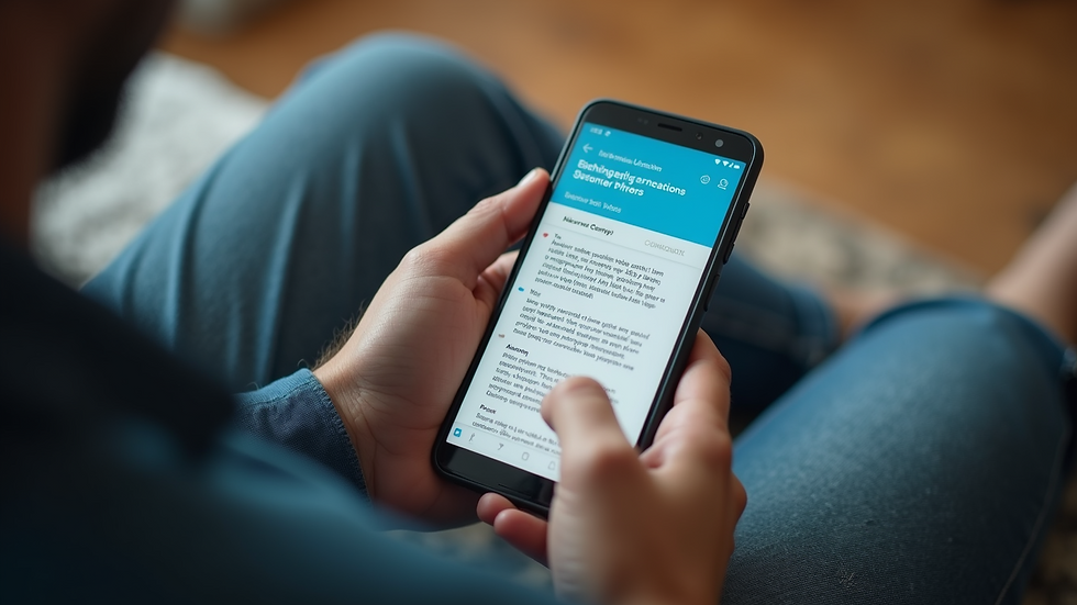 High angle view of a person reading vaccine updates on a smartphone