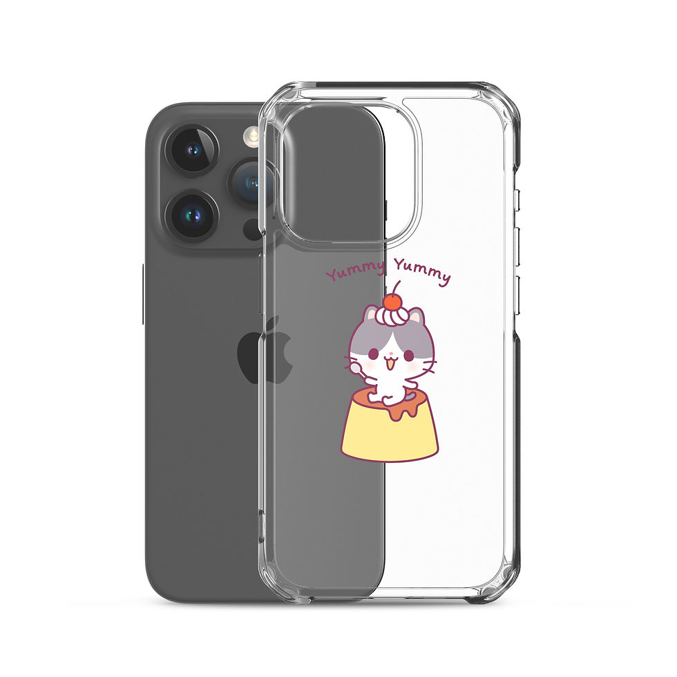 サムネイル： Kawaii Cat Yummy Yummy プリン iPhone用クリアケース
