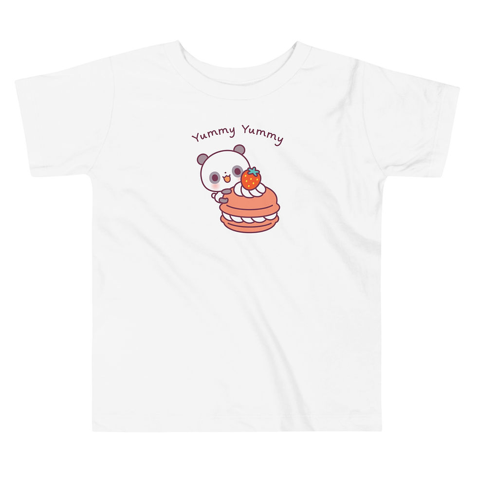 サムネイル： Kawaii Panda Yummy Yummy マカロン 幼児 Tシャツ（全2色）