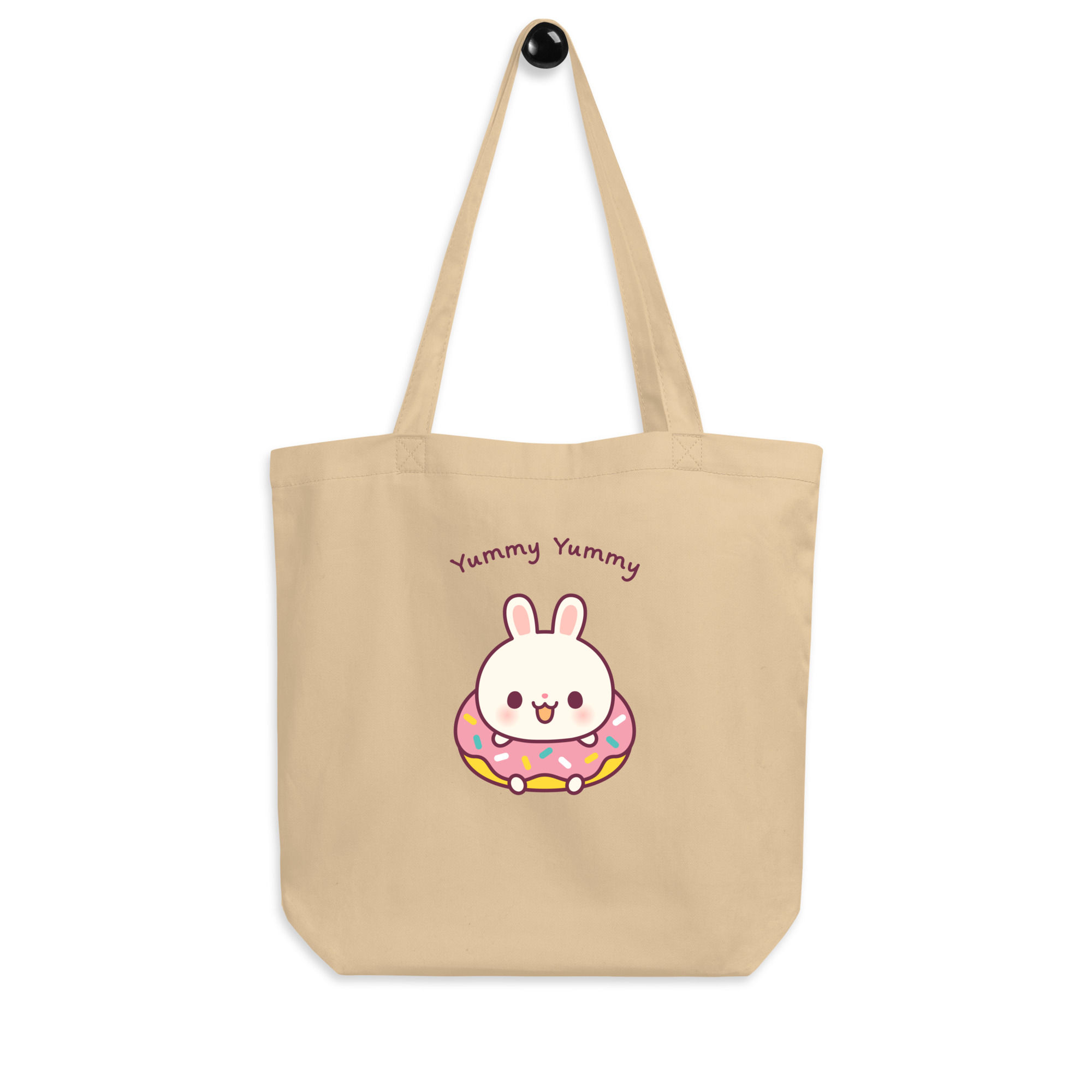 Kawaii Bunny Yummy Yummy Donut Organic Cotton Tote Bag