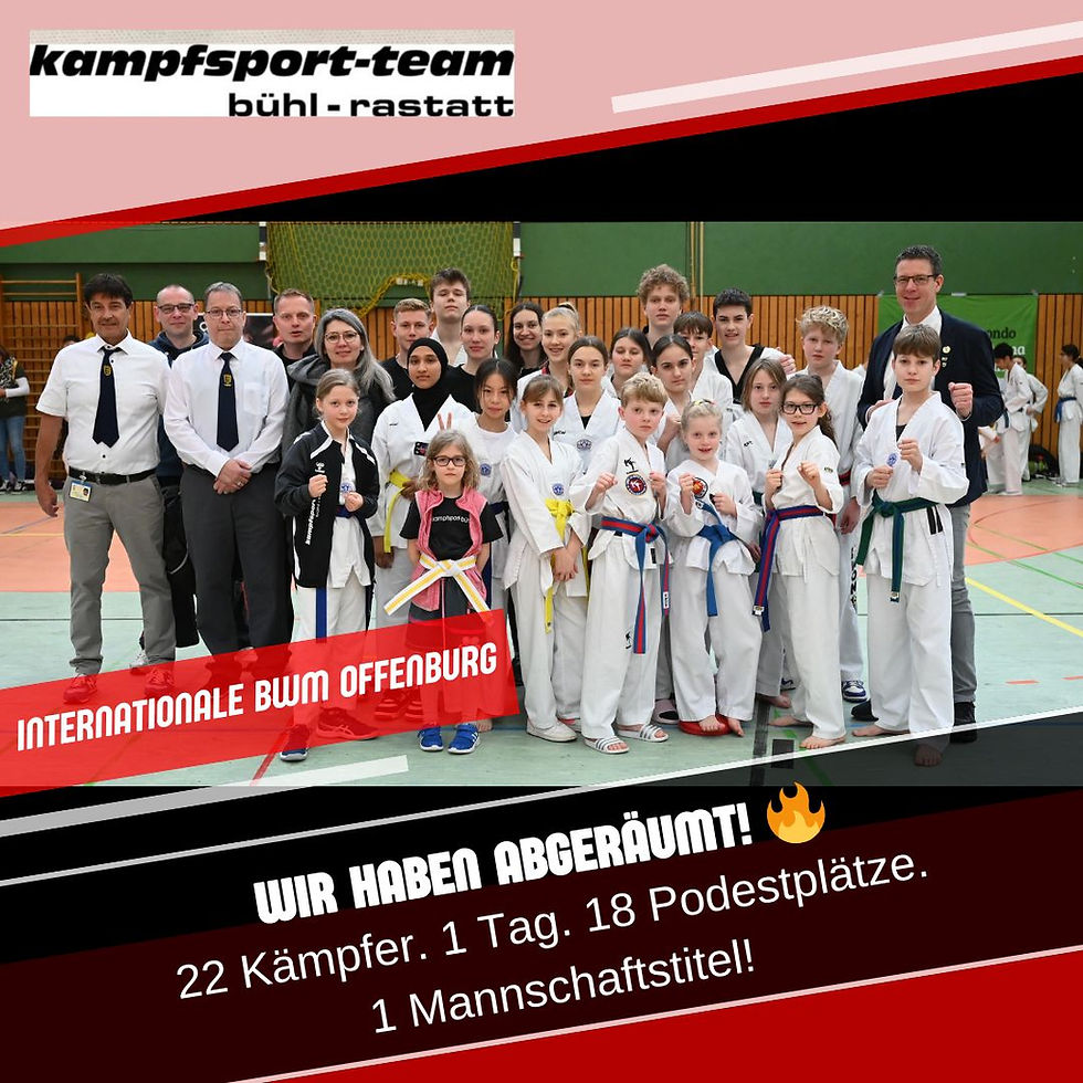 Erfolgreicher Auftritt des Kampfsportteam Bühl-Rastatt bei der Baden-Württembergischen Taekwondo-Leichtkontakt-Meisterschaft