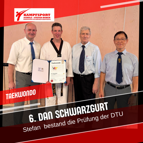 Stefan Huber besteht Prüfung zum 6. Dan in Taekwondo