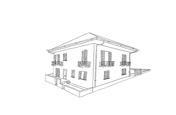 Uno schizzo della casa così come si presenta allo stato attuale