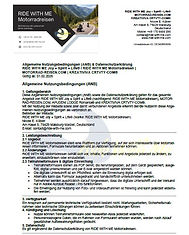 RIDE WITH ME Motorradreisen | ANB & Datenschutz