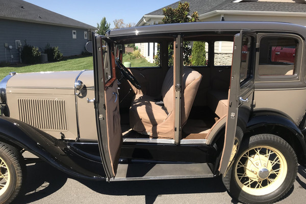 1931 Ford Model A Fordor in Stone Gray, classic picture car for commercials and music videos, Los Angeles