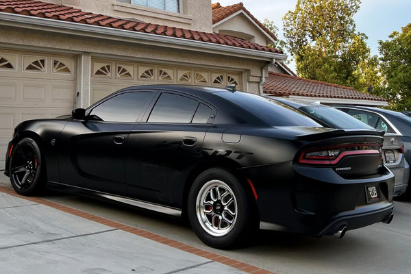 2019 Dodge Charger Hellcat in Satin black, film and TV muscle car picture car rental, Los Angeles