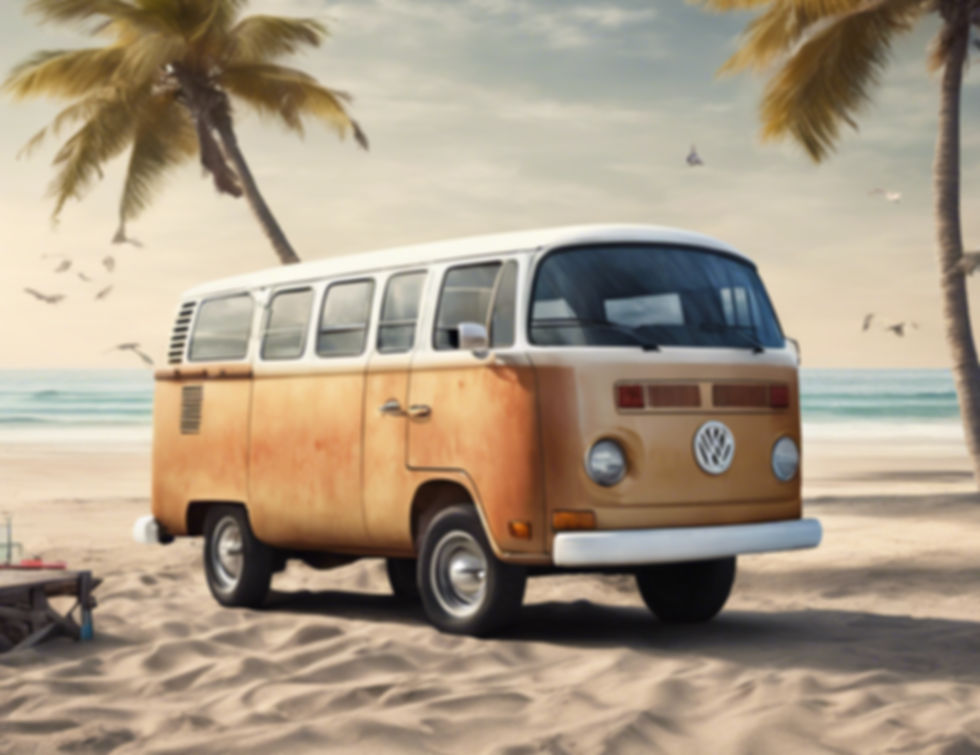 Create a scenic real-life van image based at the beach.jpg