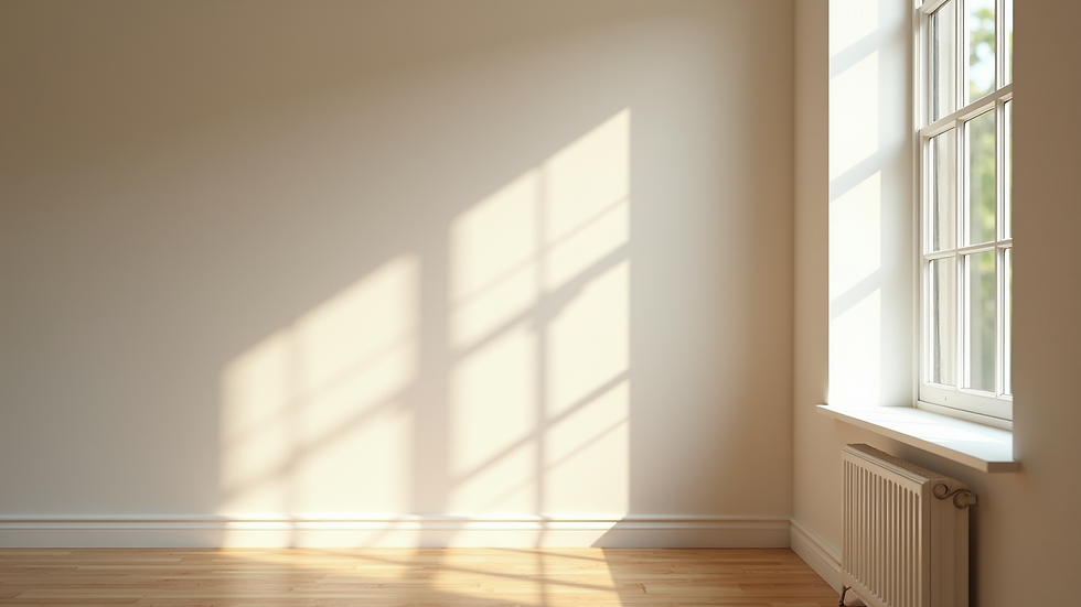 Eye-level view of freshly painted interior wall