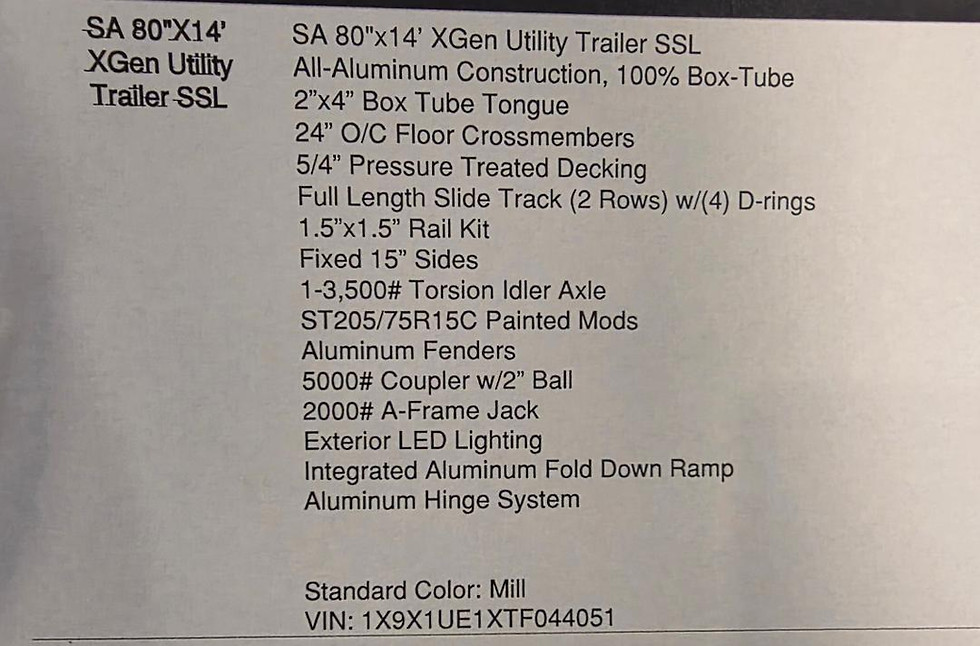 Thumbnail: XGen TA 80"X14' Solid Side Utility