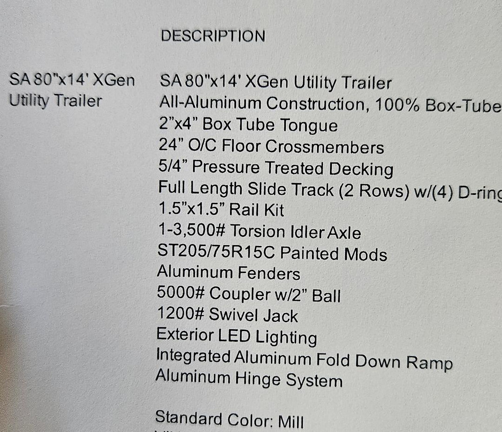 Thumbnail: SA 80"X14' XGen Utility Trailer