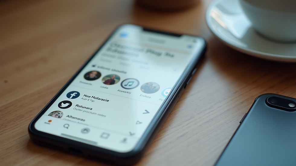 Close-up view of a smartphone displaying social media sharing options for a blog post