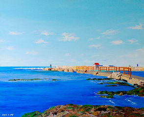 ציור קיסריה,  ציור נמל, נמל קיסריה ציור, עיצוב הבית, רעות קוקס מרקוב, ציירת ישראלית