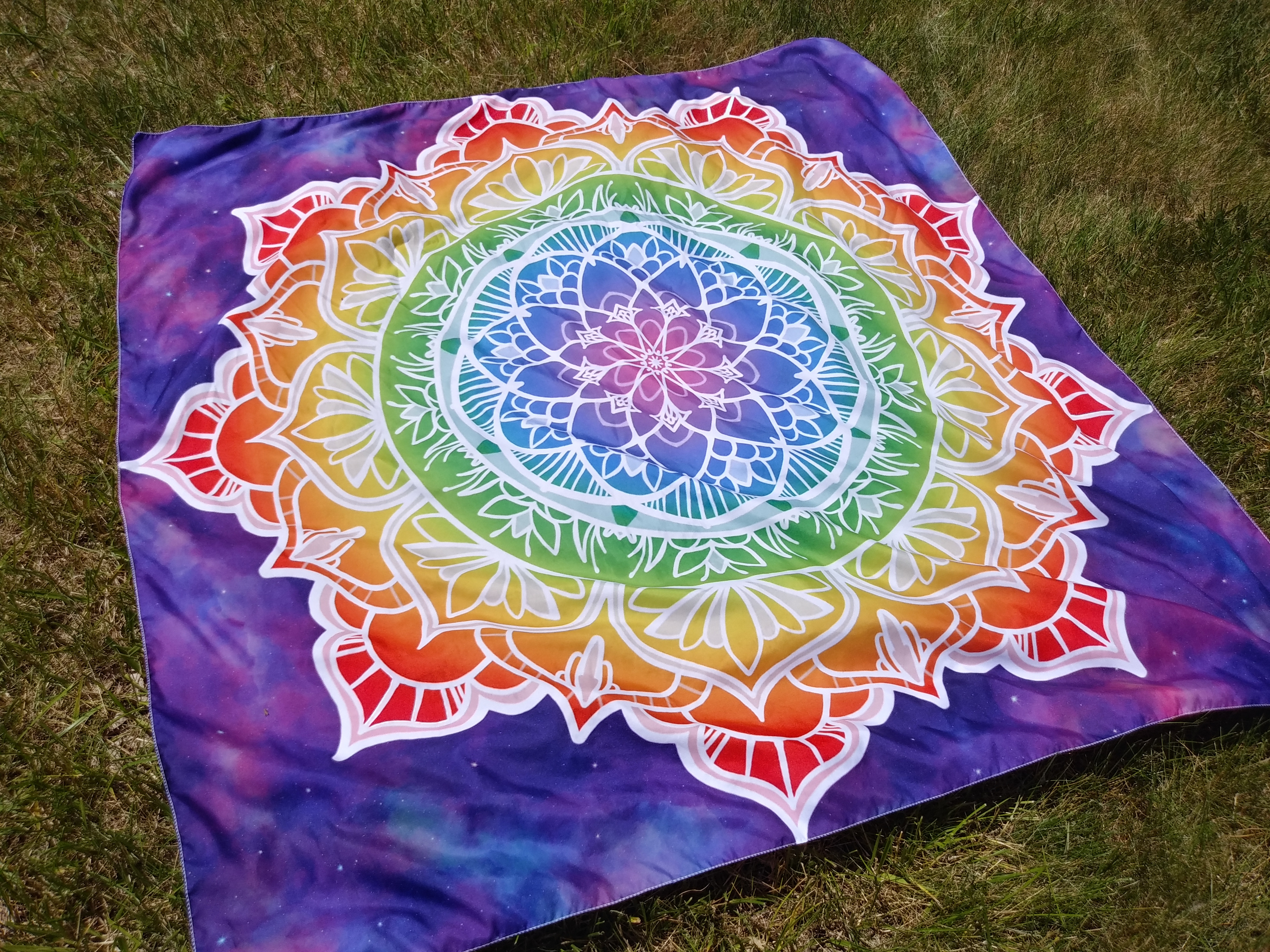 Rainbow Flower Mandala Tapestry