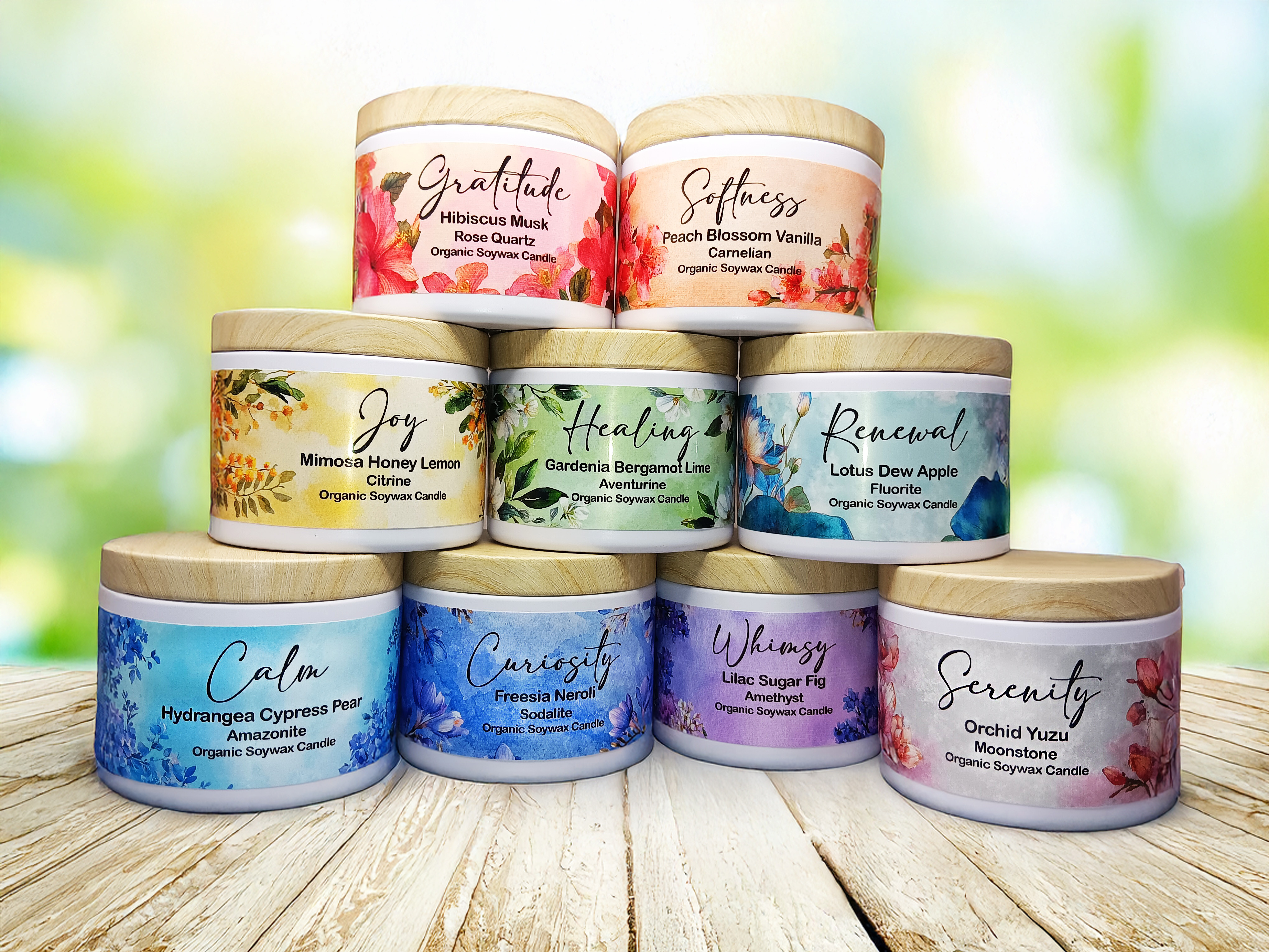 Floral Crystal Infused Organic Soy Candle