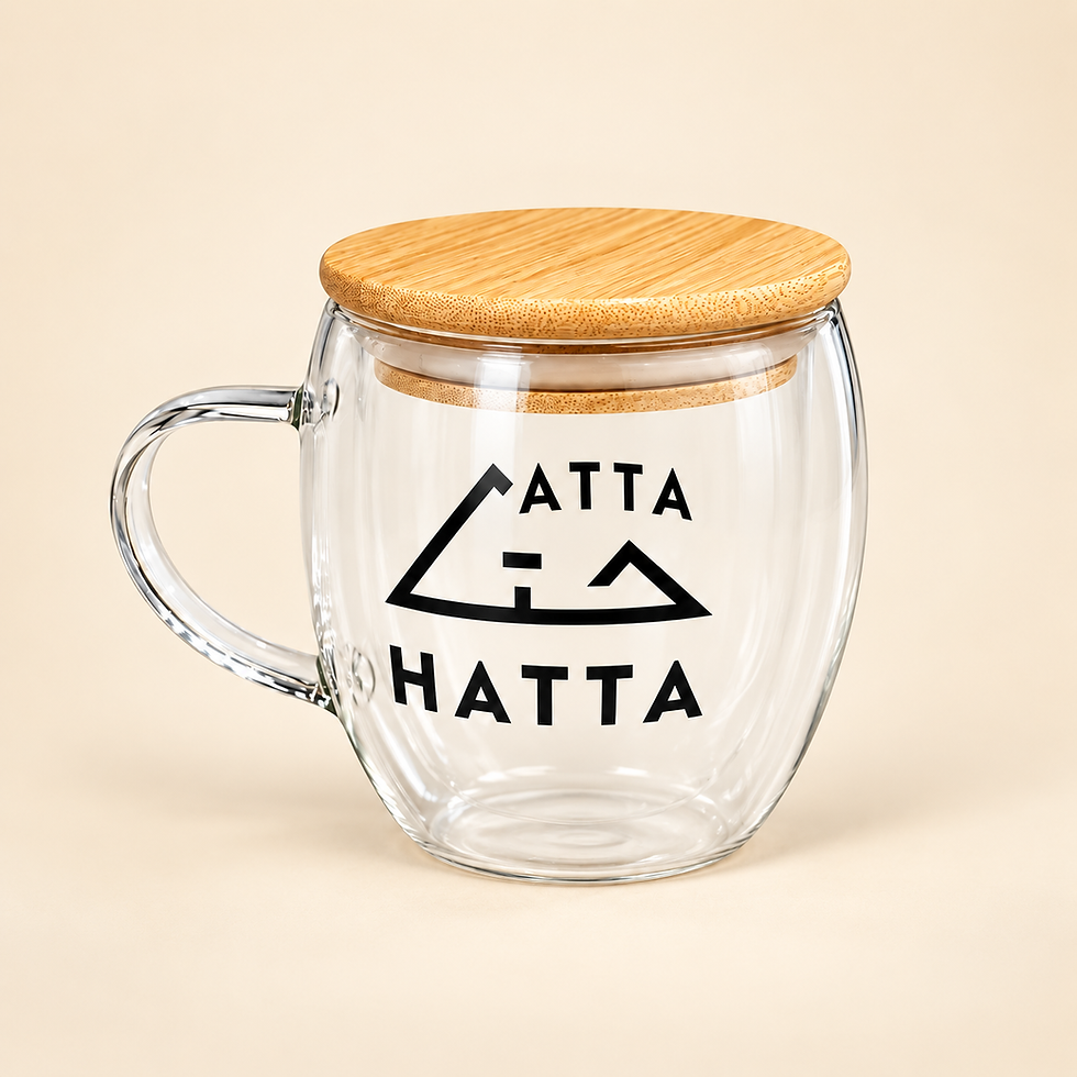 Hatta Signature glass cup with wooden lid