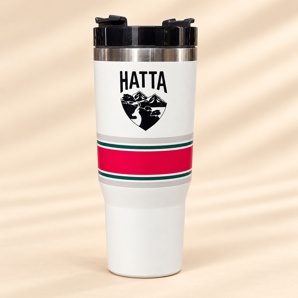 الصورة المصغرة: White StanSteel Tumbler with Hatta mountain logo