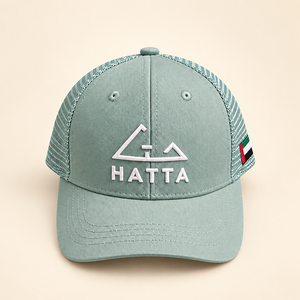 Sage green Hatta Signature Cap with UAE flag detail