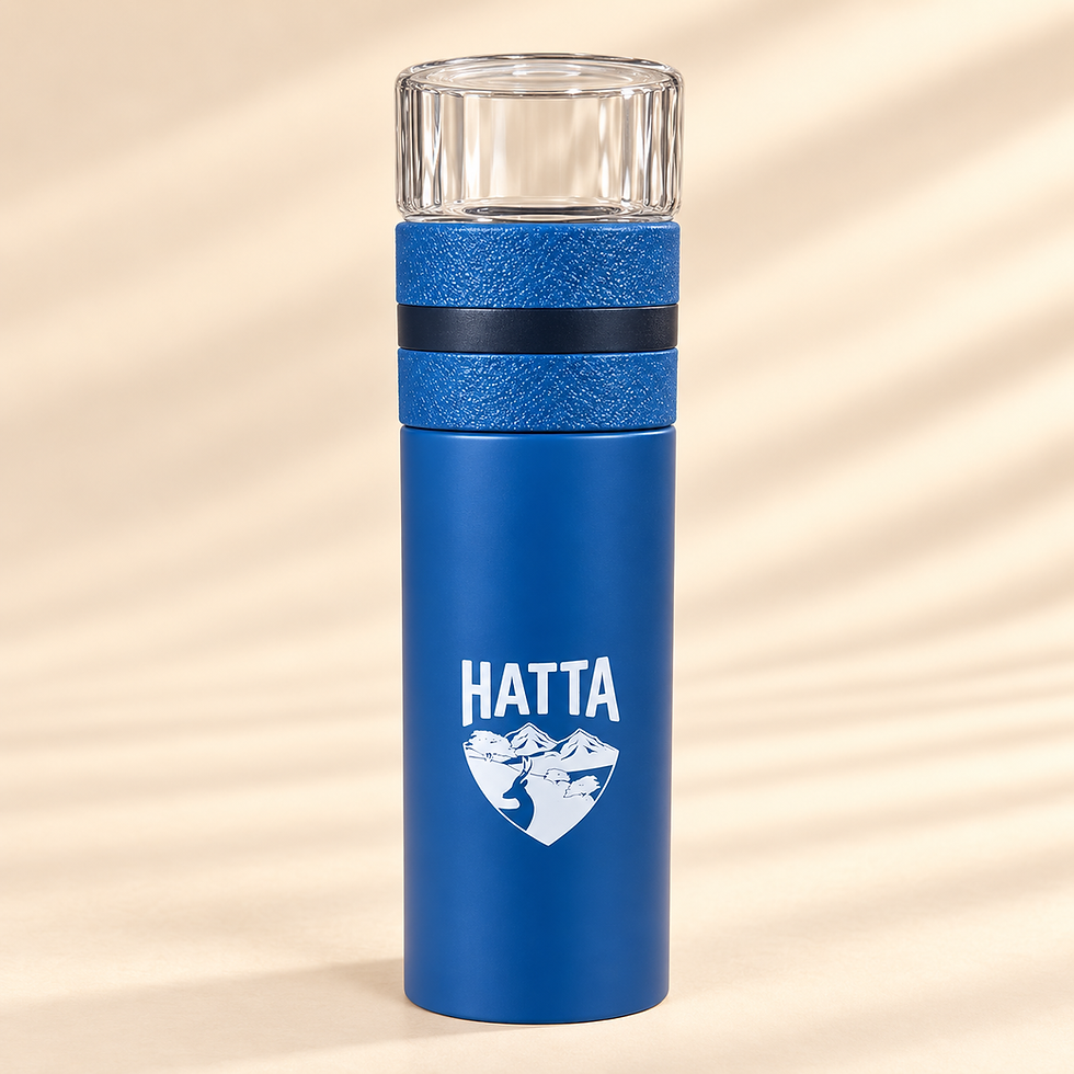 Blue StanSteel HATTA bottle with glass lid