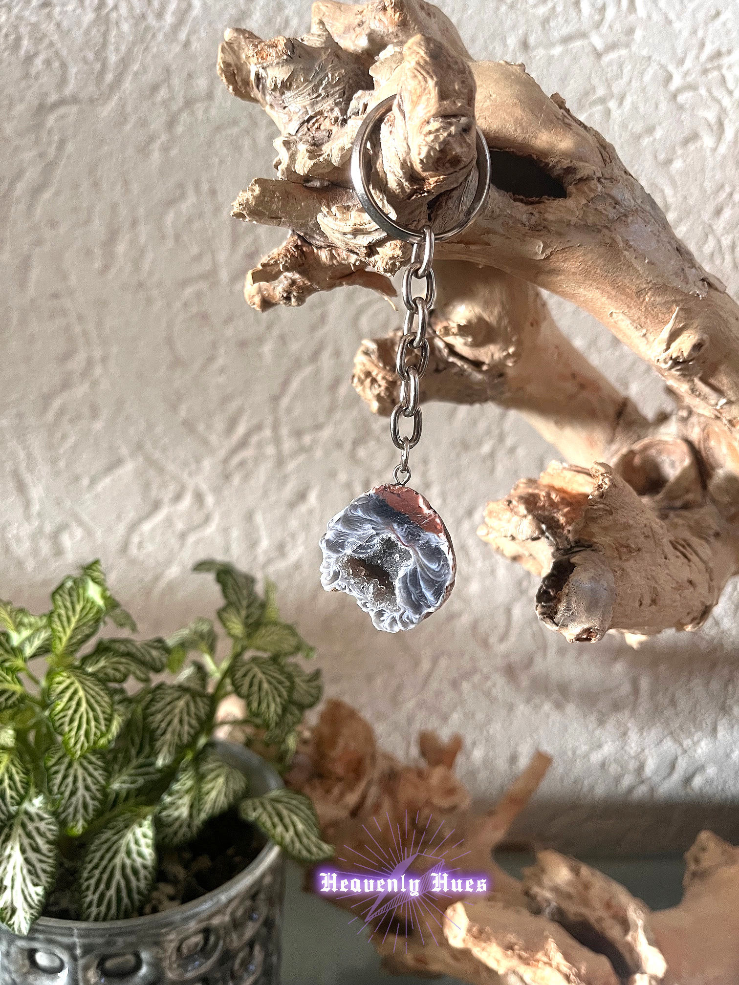 Agaat Geode Druzy Sleutelhanger