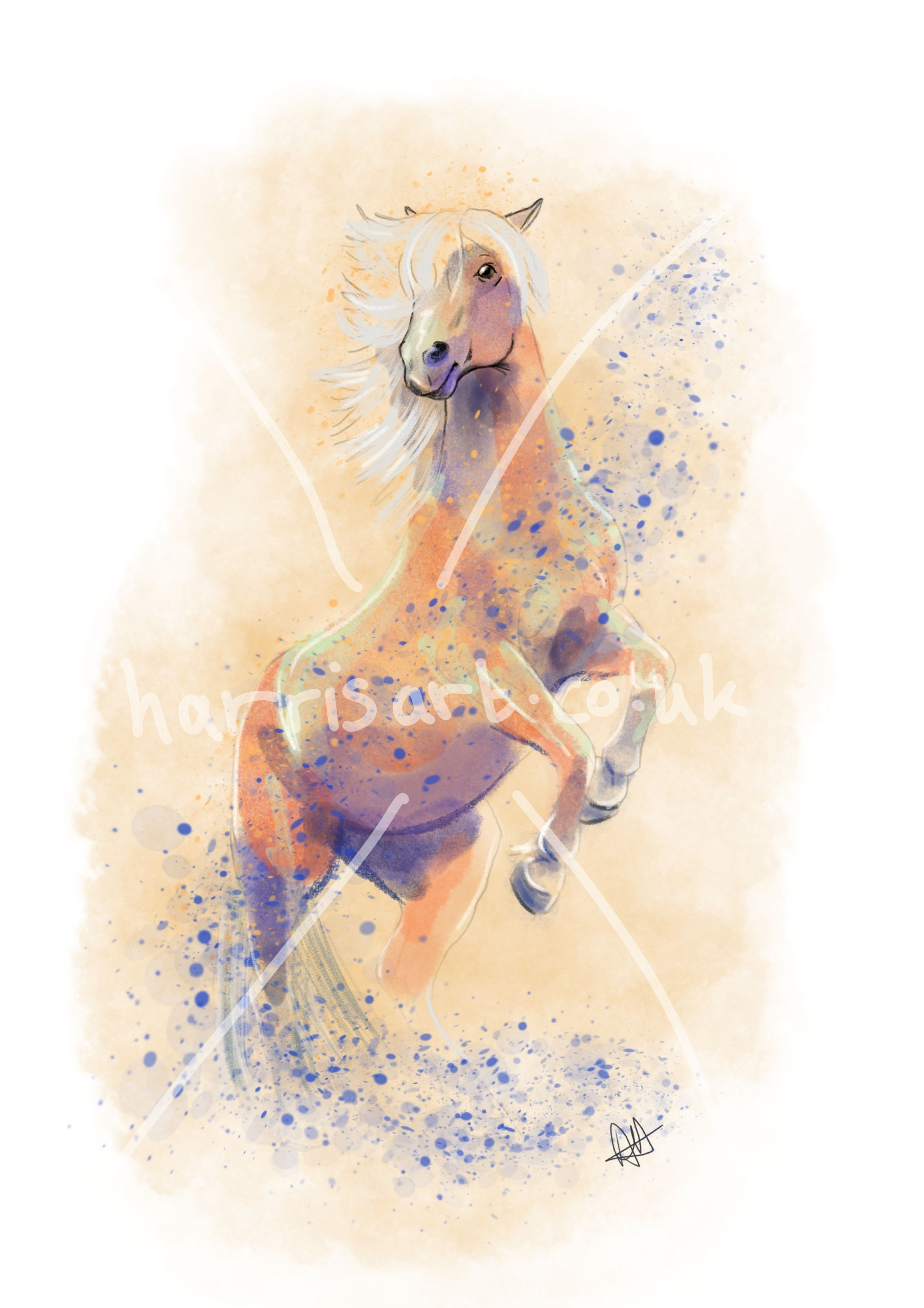 Horse 01 (2025) pre-mounted 11x14 Art Print Watercolour Style