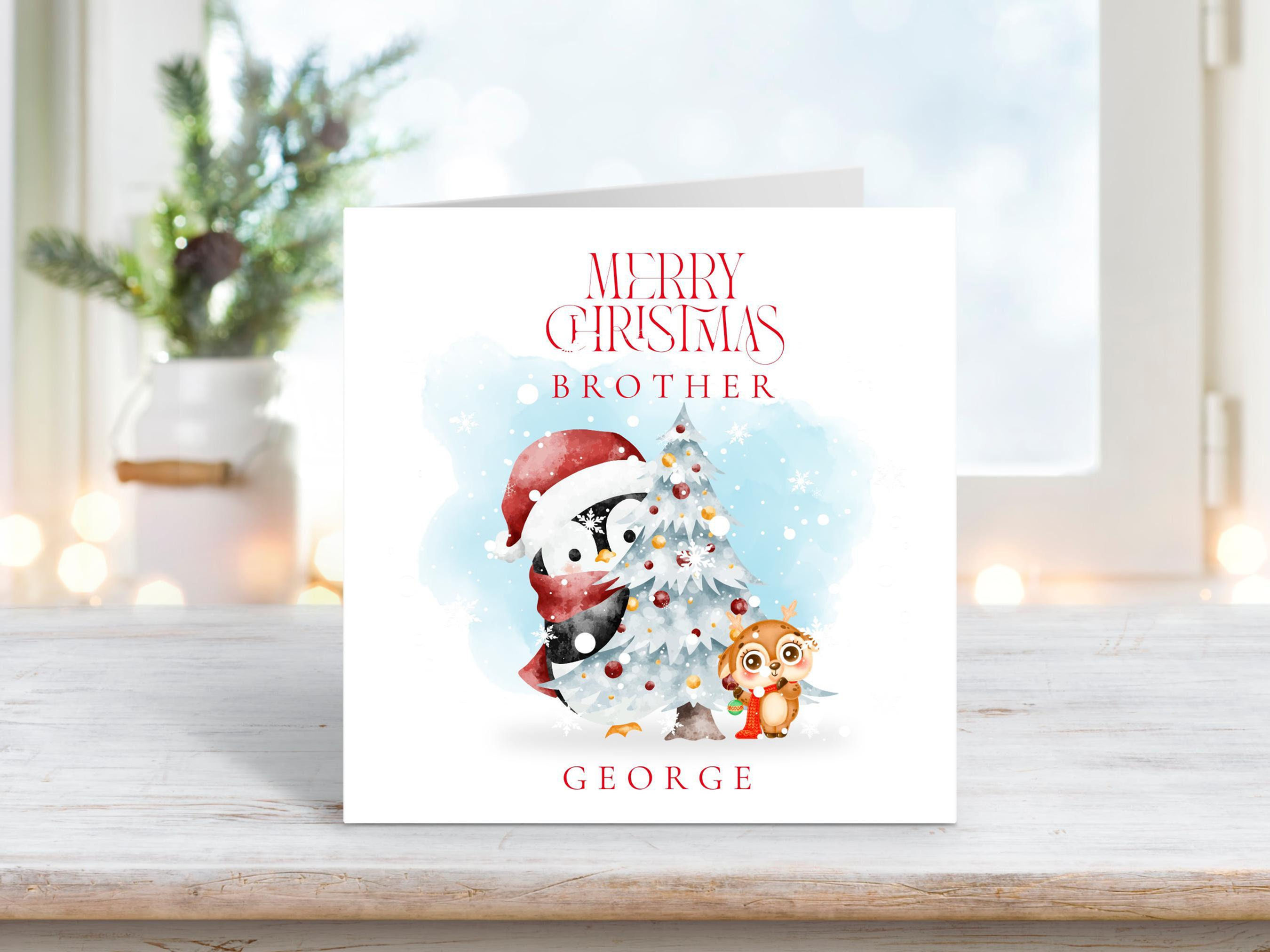 Personalised Brother Christmas Card – Festive Snowman