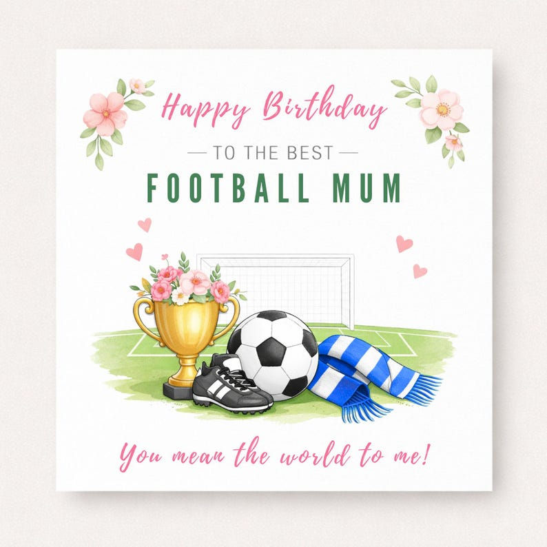 Thumbnail: Personalised Football Mum Birthday Card – Custom Scarf Colour