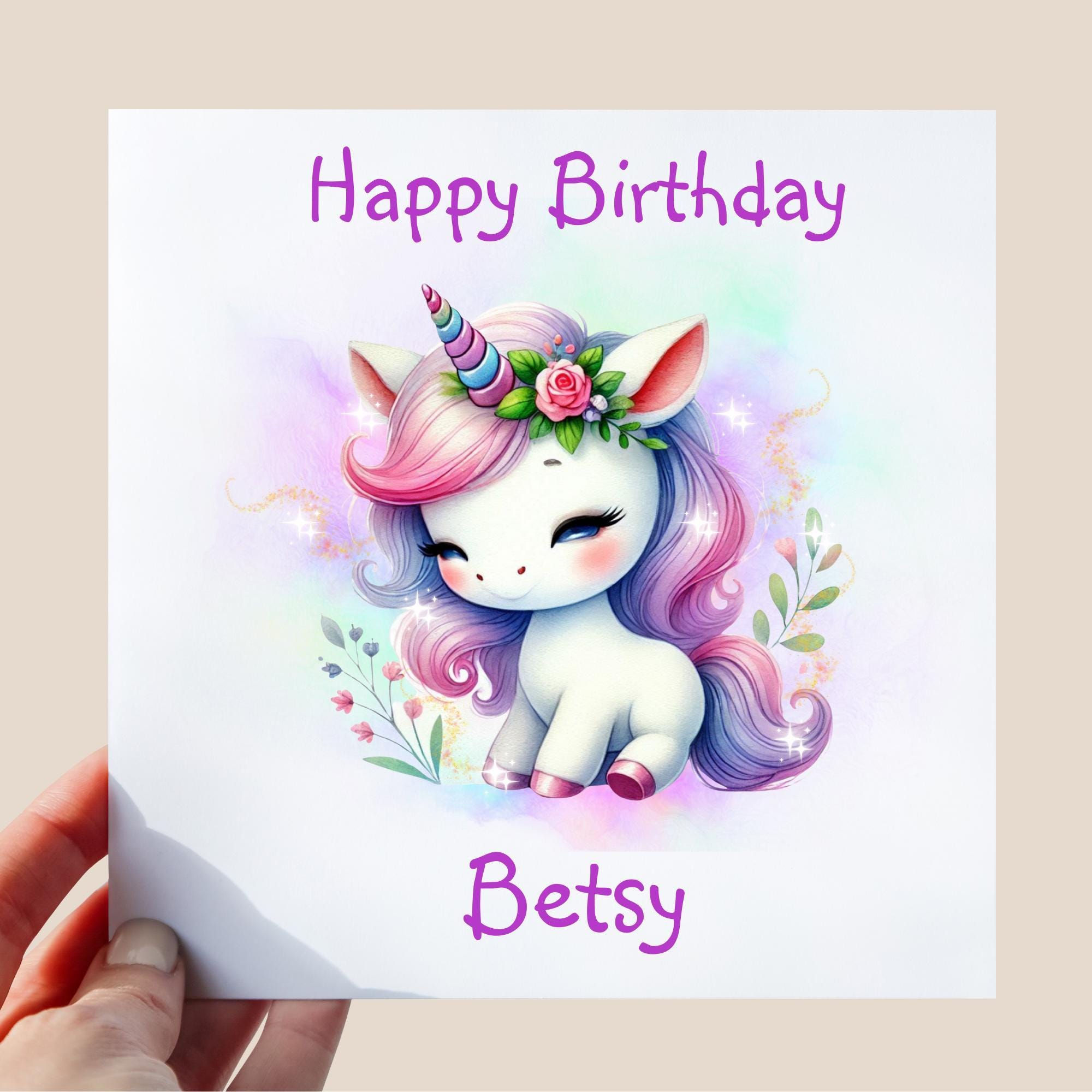 Personalised Unicorn Birthday Card