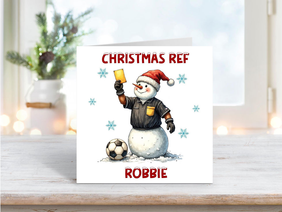 Personalised Christmas Ref Card – Funny Snowman Football Referee Design