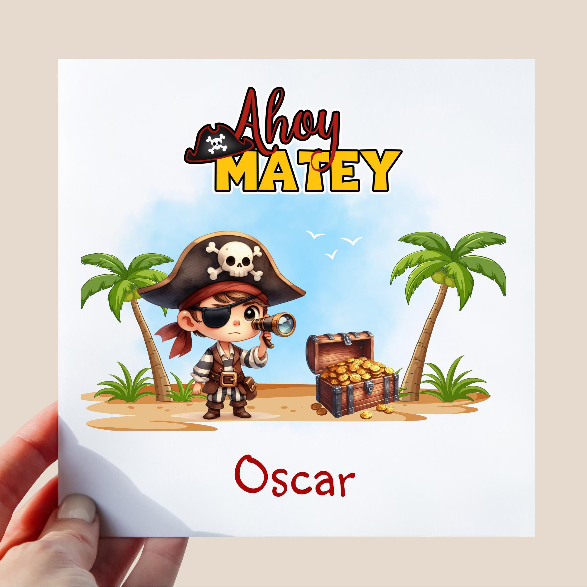 Personalised Pirate Birthday Card - Ahoy Matey