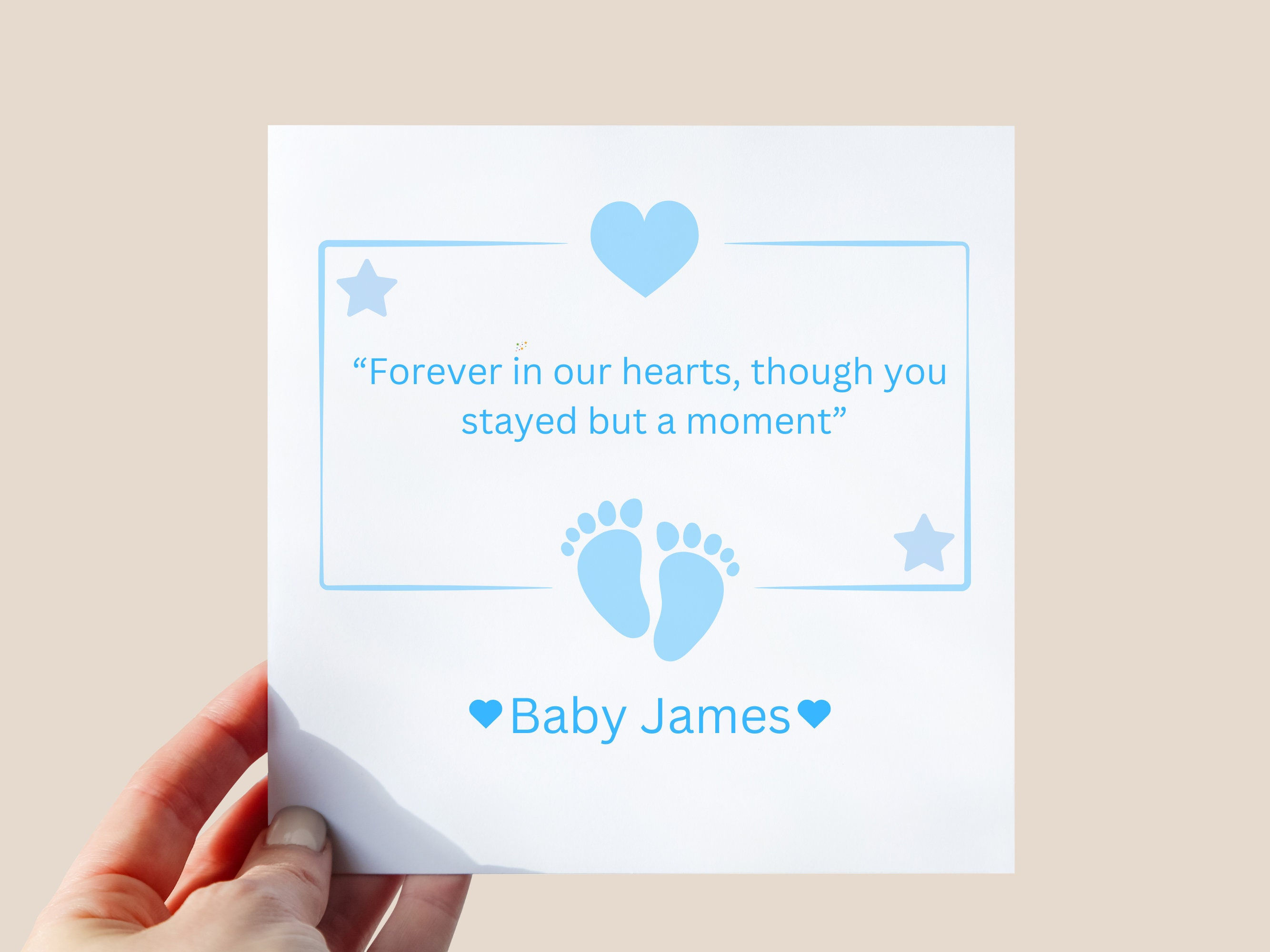 Boys Personalised Child Loss Card, Infant Loss, Twin Loss, Memorial Card, Still