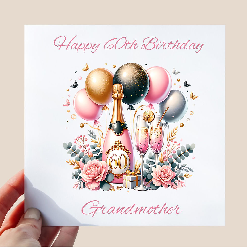 Personalised 60th Birthday Card for Grandmother, Mother, Mum, Sister: Champagne