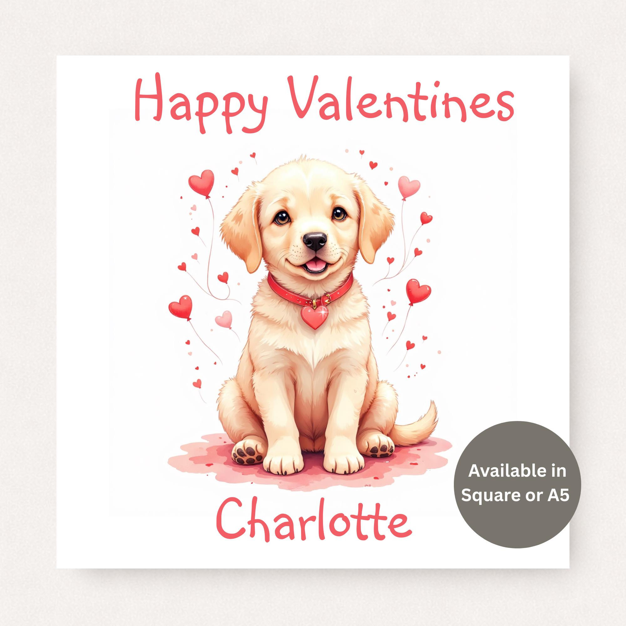 Personalised Dog Valentine’s Card – Happy Valentines Labrador Style Puppy