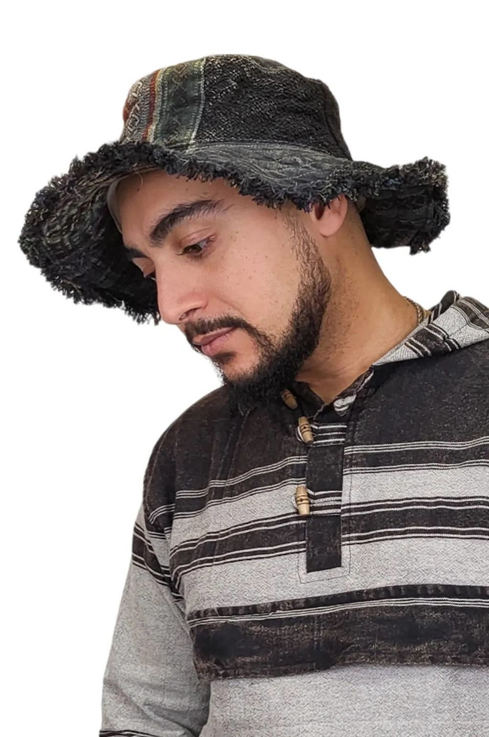 Montego Bay Wire Rim Fringe Hat: Black