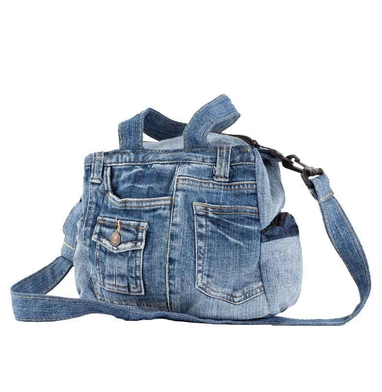 Small Recycled Jean Bag With Handles