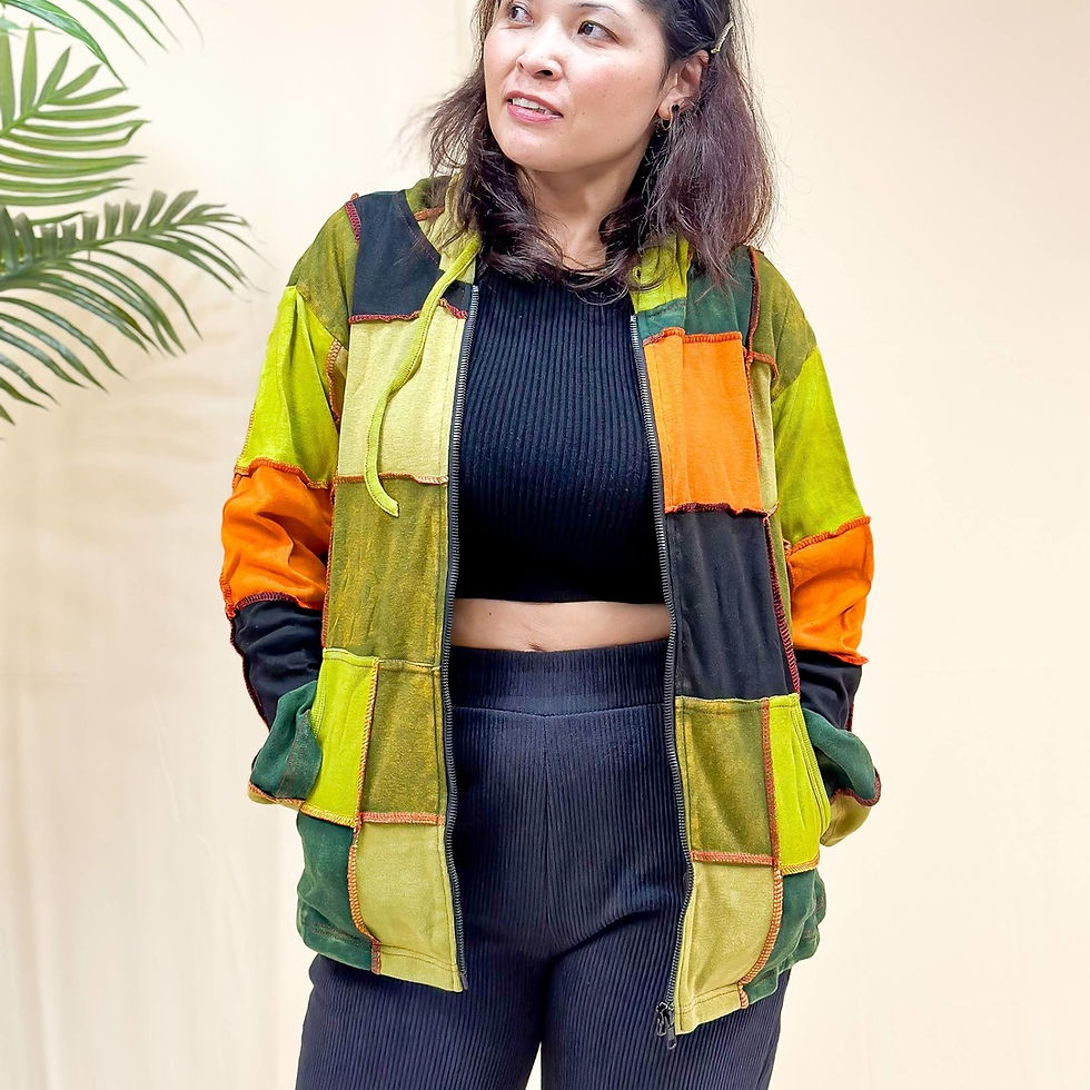 Solid Patchwork Hooded Unisex Jacket