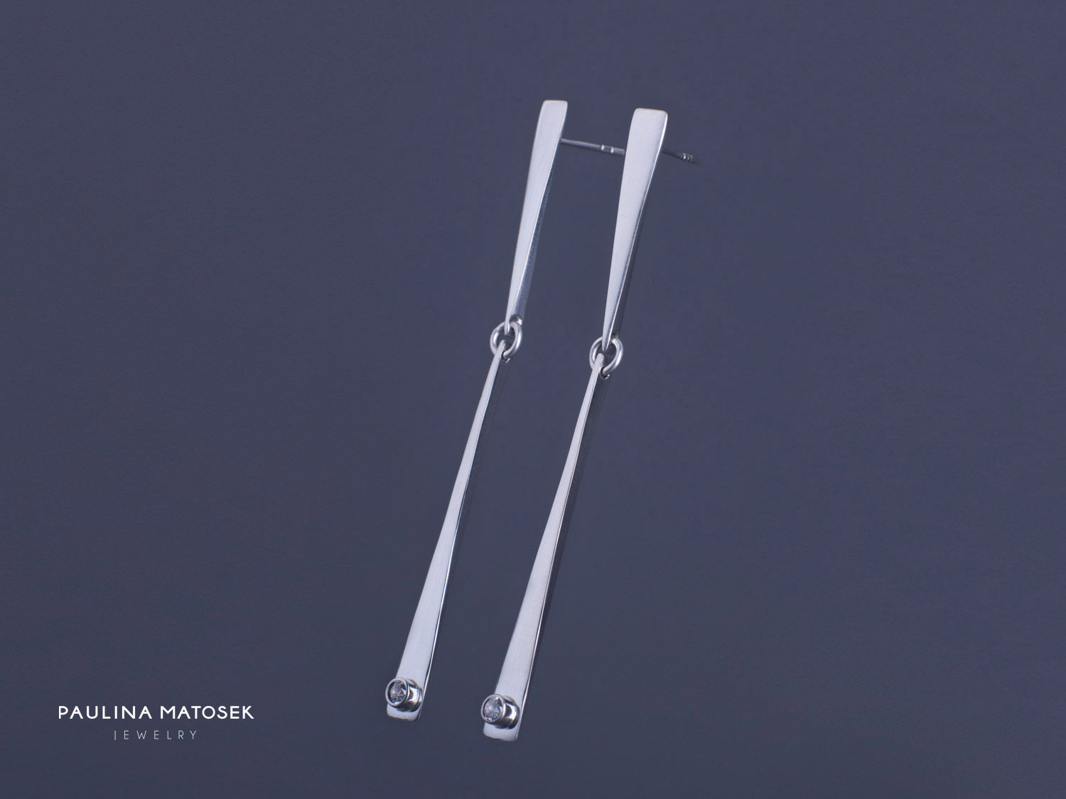 Kolczyki WING evening z białą cyrkonią