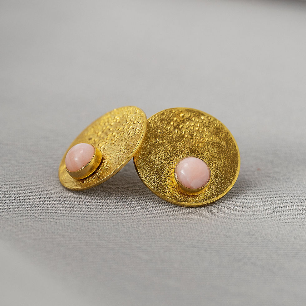 Miniatura: Kolczyki LANOCHE koła 16 mm. z kwarcem różowym 5 mm gold LAN_027