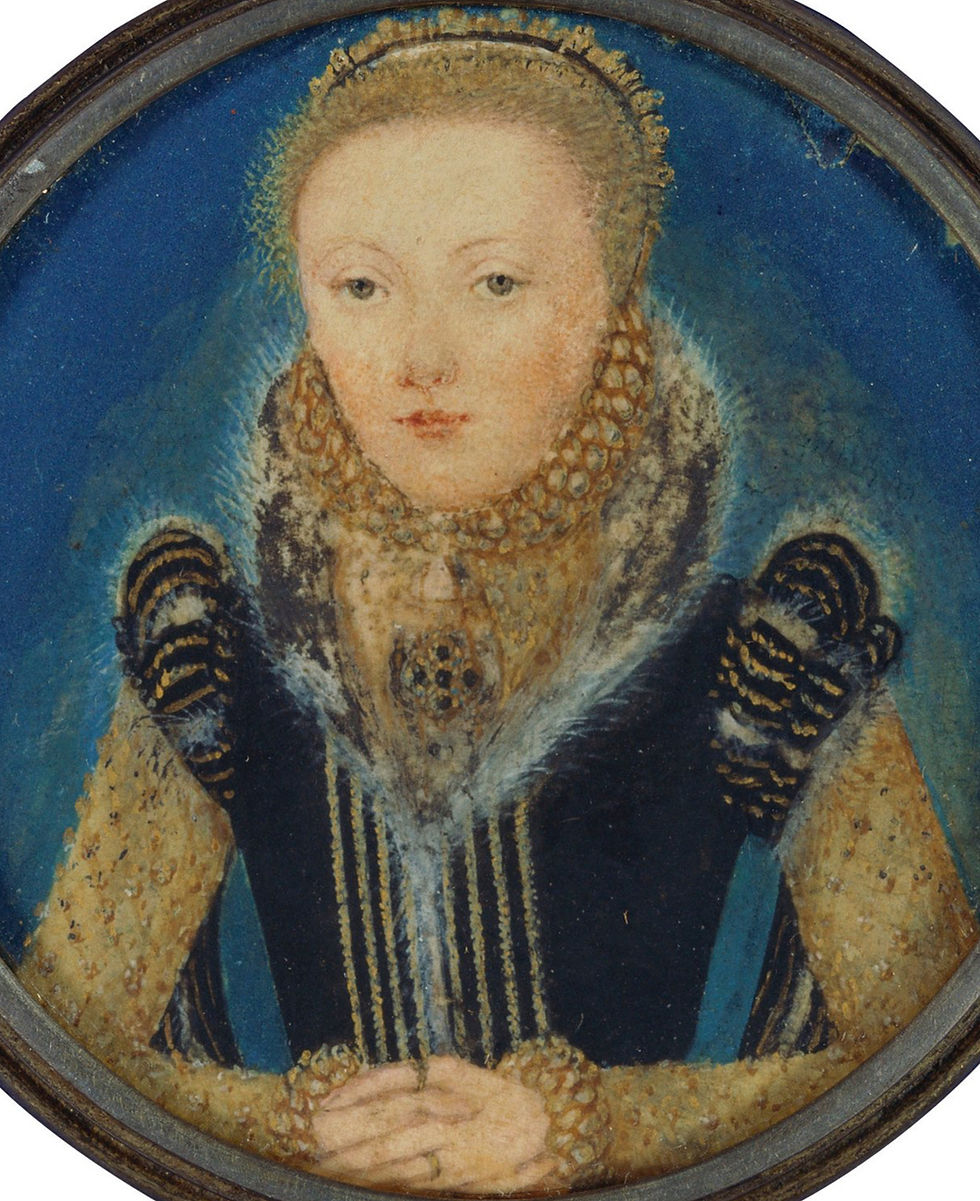 Detail from 'Elizabeth I miniature'. Unknown Artist ?L.Teerlinc, c.1560-65 © Royal Collection Trust